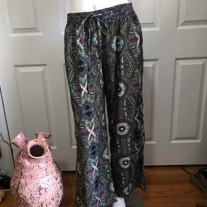 Psychedelic festival pants drawstring